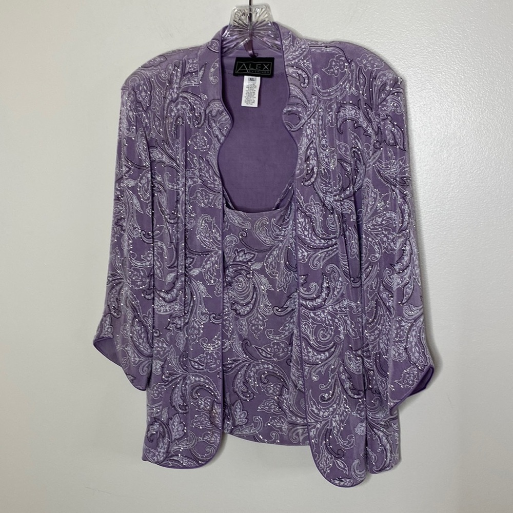 ALEX Evenings Violet Glitter Tank with Jacket size XL